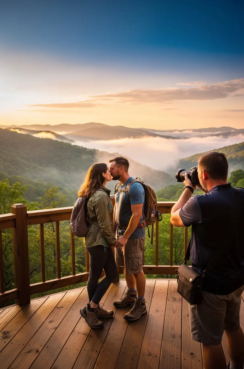 Посетители на платной открытой платформе наслаждаются видом на океан и городские достопримечательности.